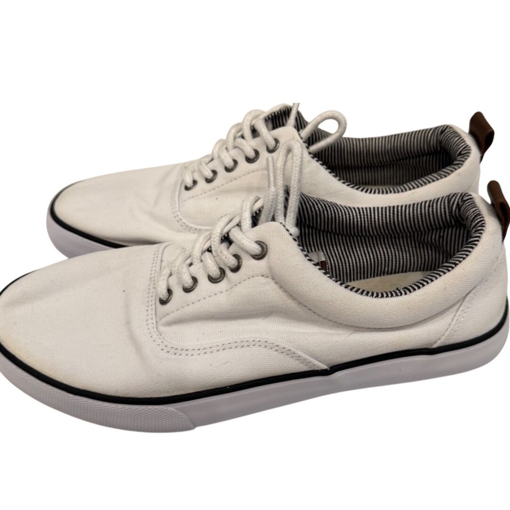 Goodfellow & Co Mens Brady White Canvas Lace Up Low Top Sneaker Shoe Size 8 - Picture 6 of 8